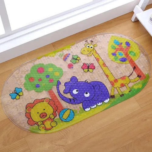 New 38cm*69cm Cute Cartoon Anti-Slip PVC Bath Mats With Sucker Bathroom Carpet Shower Pad Soft Massage Pad Multi-Color