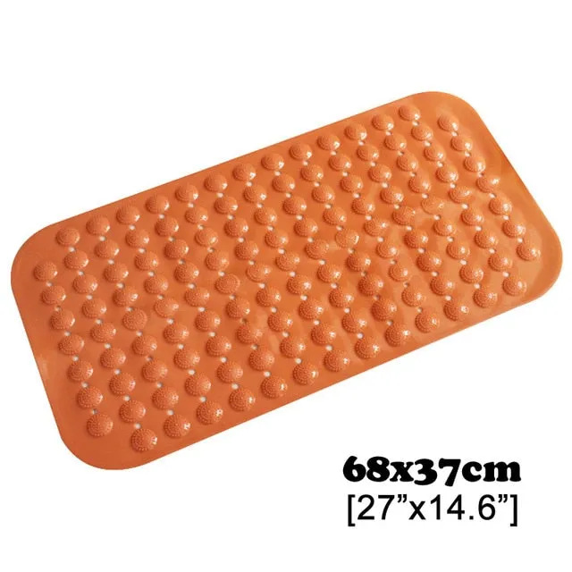 New 38cm*69cm Cute Cartoon Anti-Slip PVC Bath Mats With Sucker Bathroom Carpet Shower Pad Soft Massage Pad Multi-Color