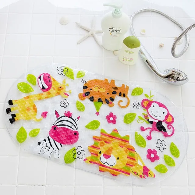 NEW Cute 20/Color Anti-Slip PVC Bathtub Mats Fish Animal With Sucker Kid's Bathroom Carpet Shower Bath Mat Soft Massage Pad