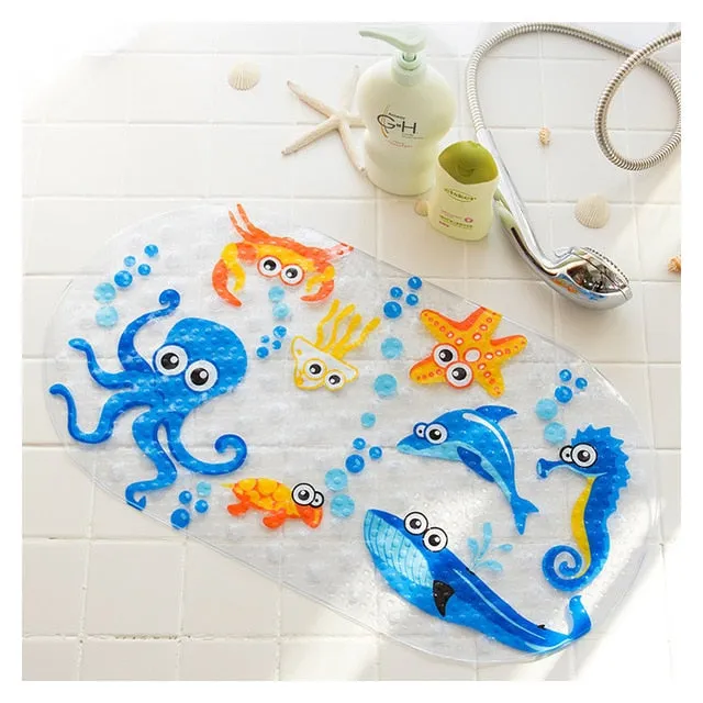 NEW Cute 20/Color Anti-Slip PVC Bathtub Mats Fish Animal With Sucker Kid's Bathroom Carpet Shower Bath Mat Soft Massage Pad