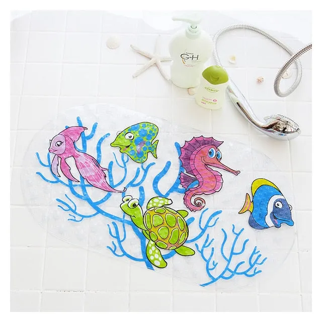 NEW Cute 20/Color Anti-Slip PVC Bathtub Mats Fish Animal With Sucker Kid's Bathroom Carpet Shower Bath Mat Soft Massage Pad