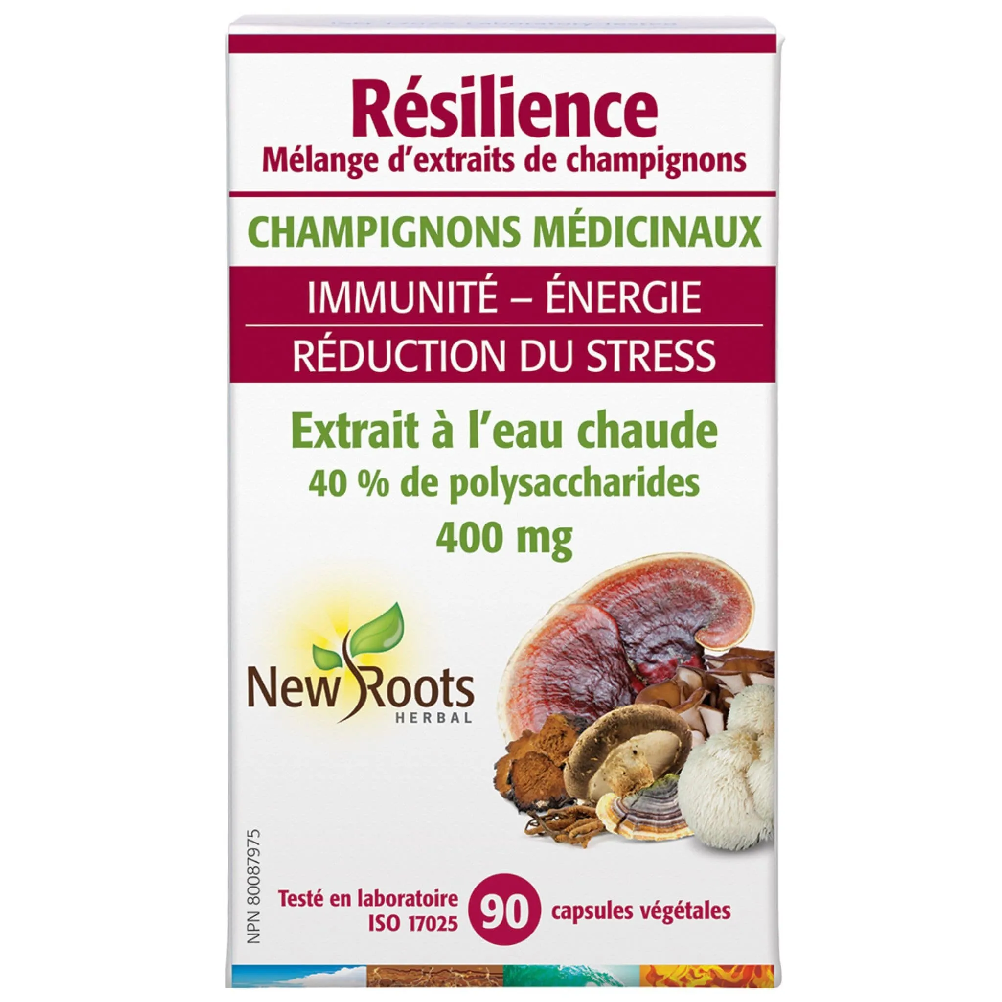 New Roots Resilience Mushroom Extract Blend, Supports Immunity, Energy and Stress Reduction, 90 Vegetable Capsules