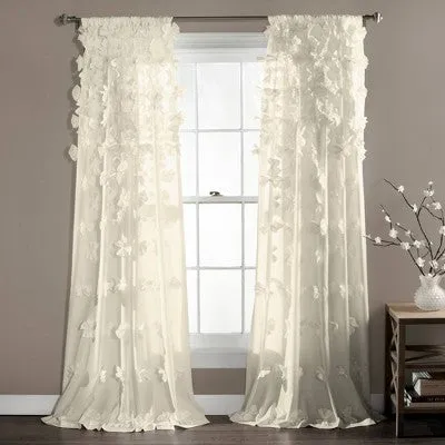 Open Box - 84"x54" Riley Sheer Window Curtain Ivory - Lush Décor