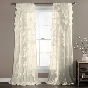 Open Box - 84"x54" Riley Sheer Window Curtain Ivory - Lush Décor
