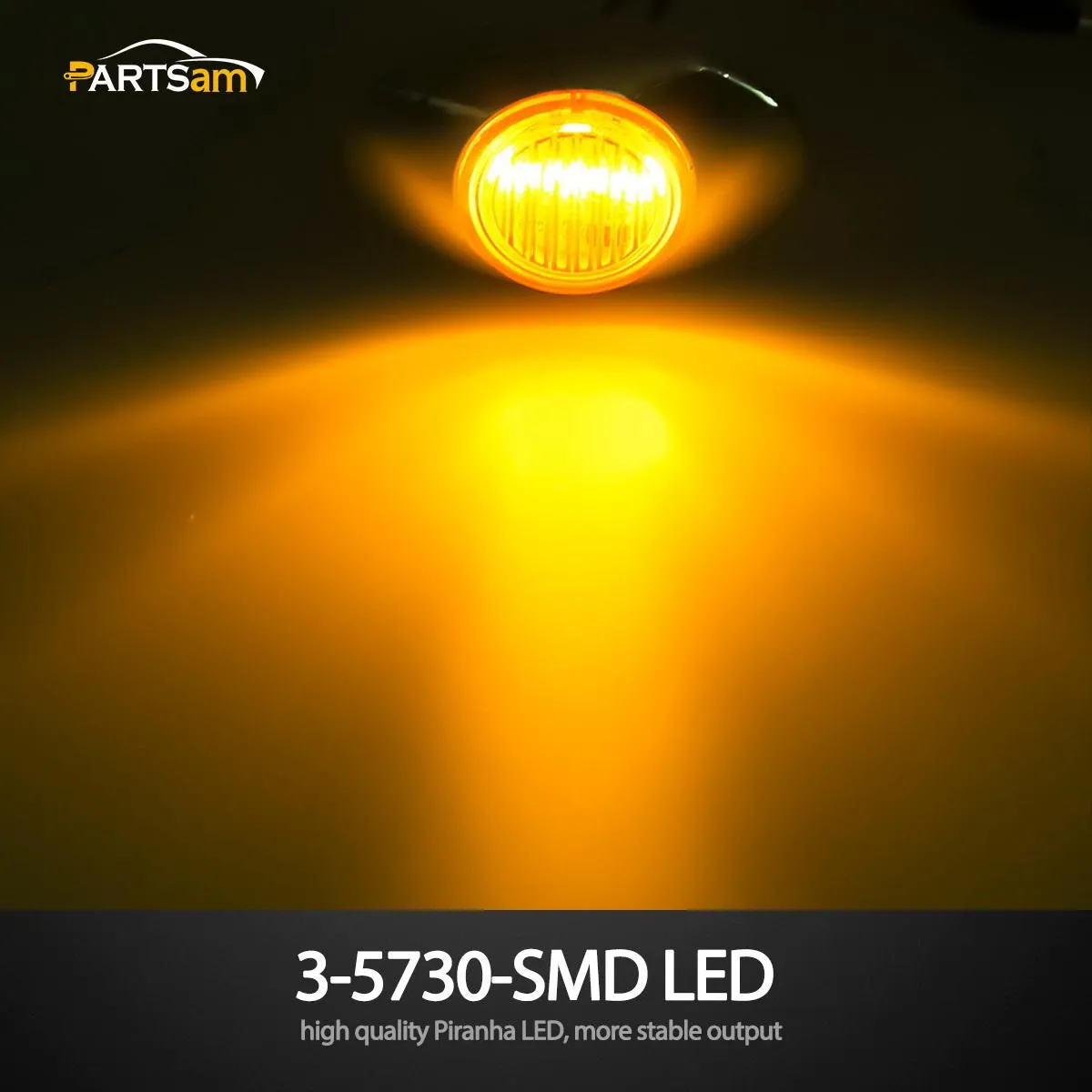 Partsam 10Pcs 3 inchx2 inch Clear Amber Mini Oval Side Marker Clearance Lights 3LED Chrome Replacement For Peterbilt 579 386 389 Drop Visor Front Breather Side Cab Panel Light Fender Guard