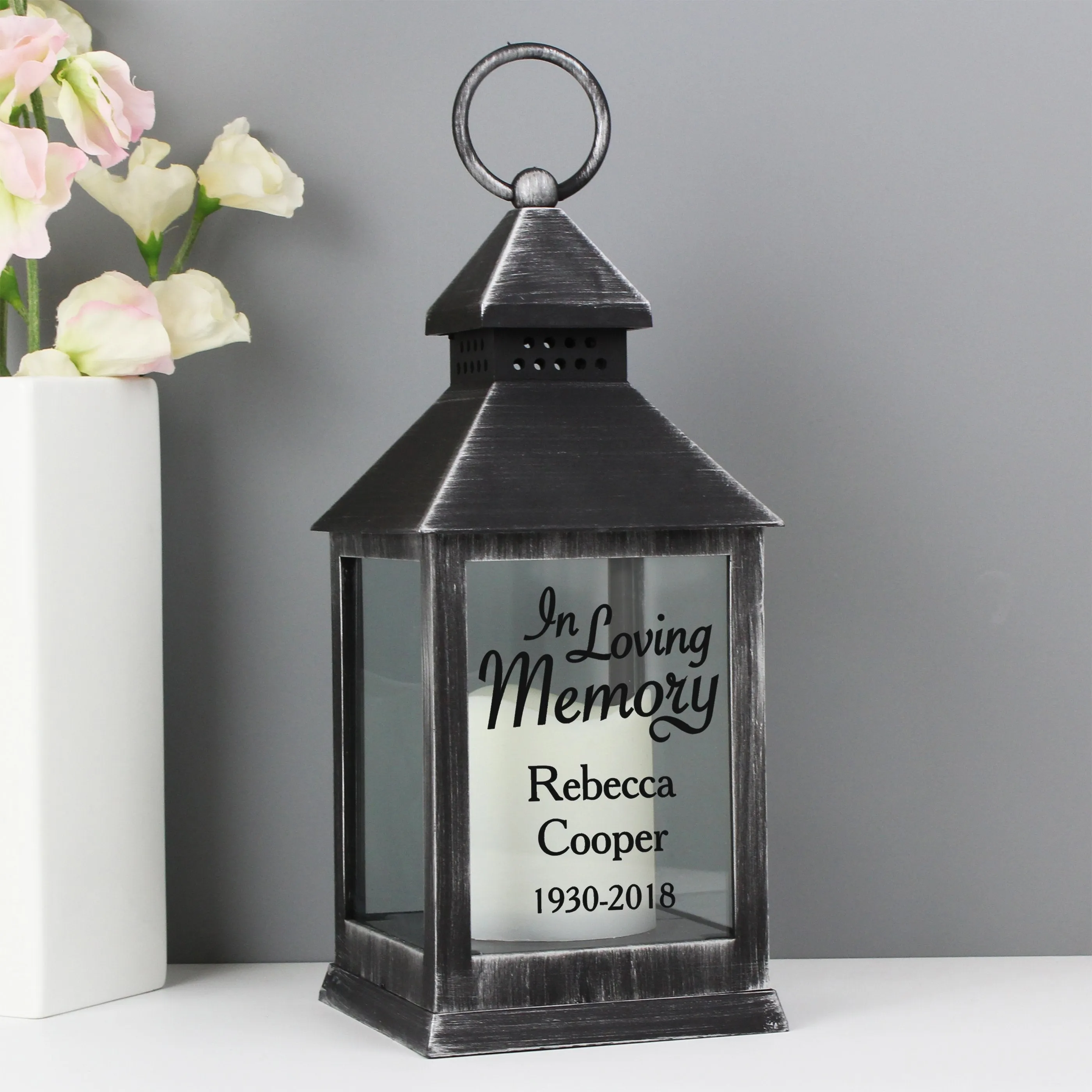 Personalised In Loving Memory Rustic Black Lantern
