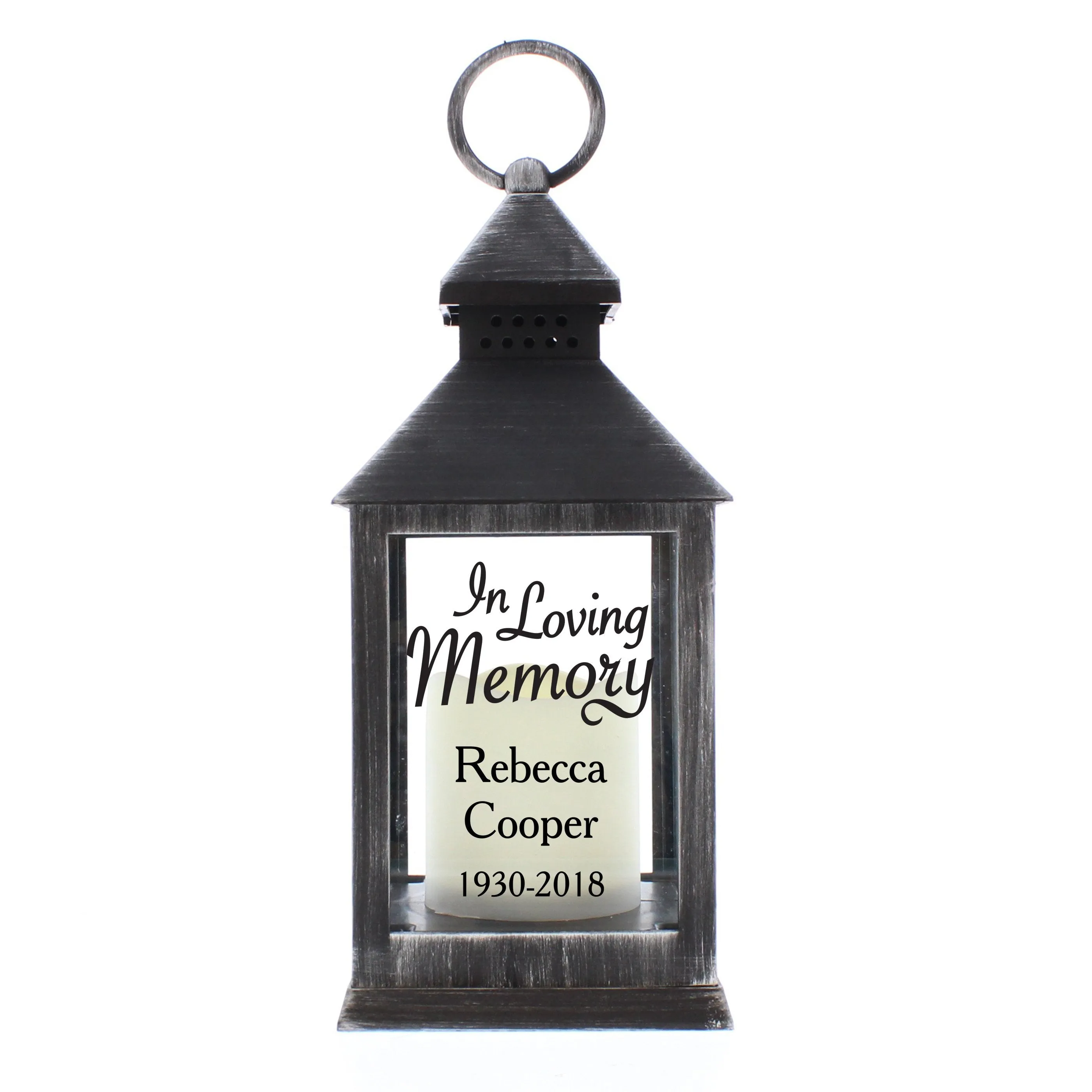 Personalised In Loving Memory Rustic Black Lantern