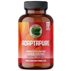 Pure Lab Vitamins AdaptaPure with Ashwagandha 125mg, Stress Relief, Energy, and Focus Support, 120 Vegetable Capsules