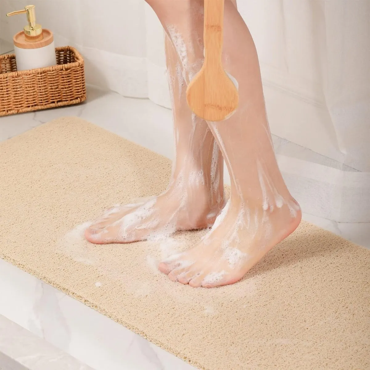 Quick-Dry Loofah Shower Mat - Non-Slip, Super Soft, and Mold-Resistant