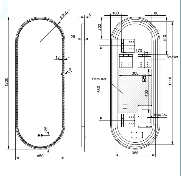 Remer Gatsby 900mm - 1200mm x 450mm Frameless LED Mirror