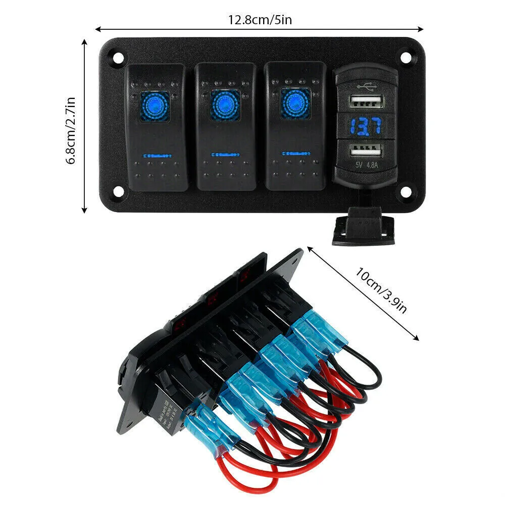 Rocker  Switch  Panel Dual Usb  Voltage Digital Display Panel Car