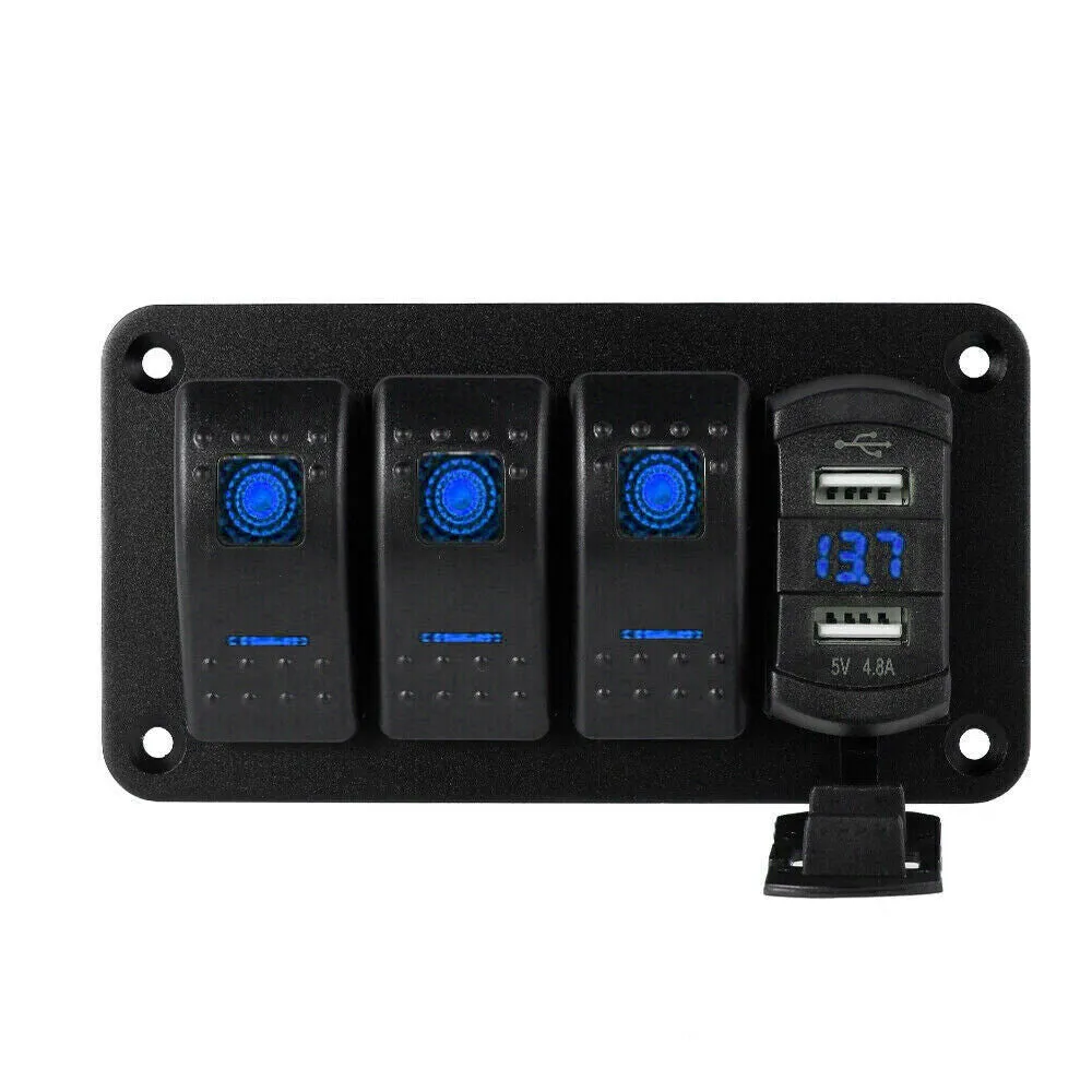 Rocker  Switch  Panel Dual Usb  Voltage Digital Display Panel Car