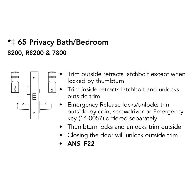 Sargent 49-8265-LL-US26D Privacy, Bedroom or Bath Mortise Lock, L Rose, L Lever, with Occupancy Indicator, Field Reversible, Satin Chrome