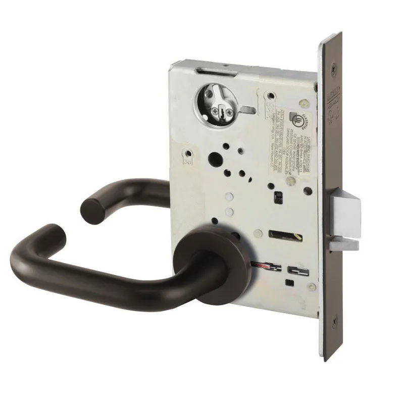Sargent LC-8225-LNJ Dormitory or Exit Mortise Lock, J - Lever, LN - Rose, Field Reversible, Less Cylinder