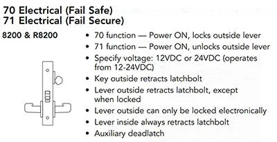 Sargent RX-8270-12V-LNMI-26D Electric Mortise Lock, Fail Safe, Request to Exit, 12V, LA Keyway, LN Rose, MI Lever, Field Reversible, Satin Chrome
