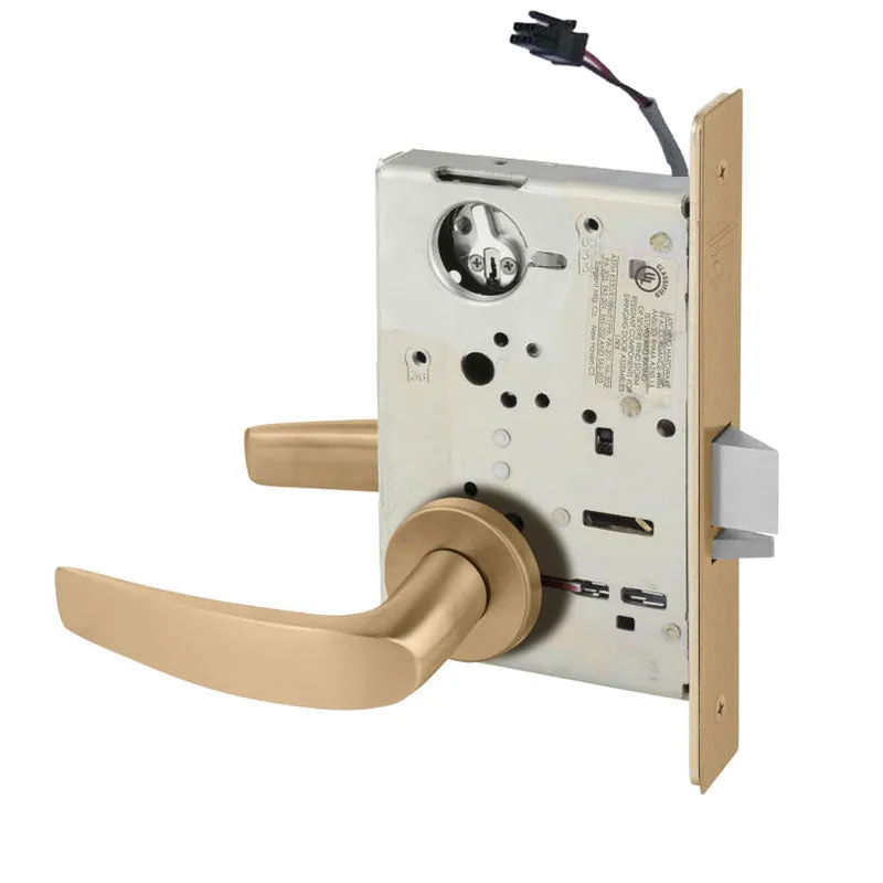Sargent RX-LC-8204-12V-LNB Storeroom 12V Electrified Mortise Lock, LN Rose, B Lever, RX Switch, Less Cylinder