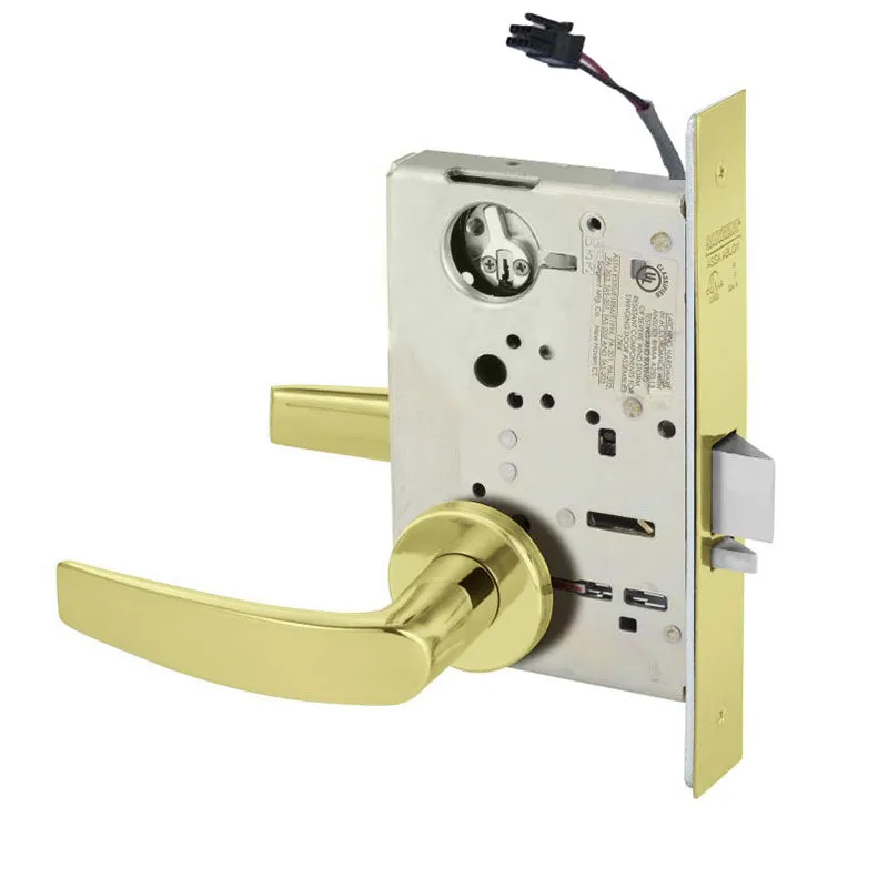 Sargent RX-LC-8204-12V-LNB Storeroom 12V Electrified Mortise Lock, LN Rose, B Lever, RX Switch, Less Cylinder
