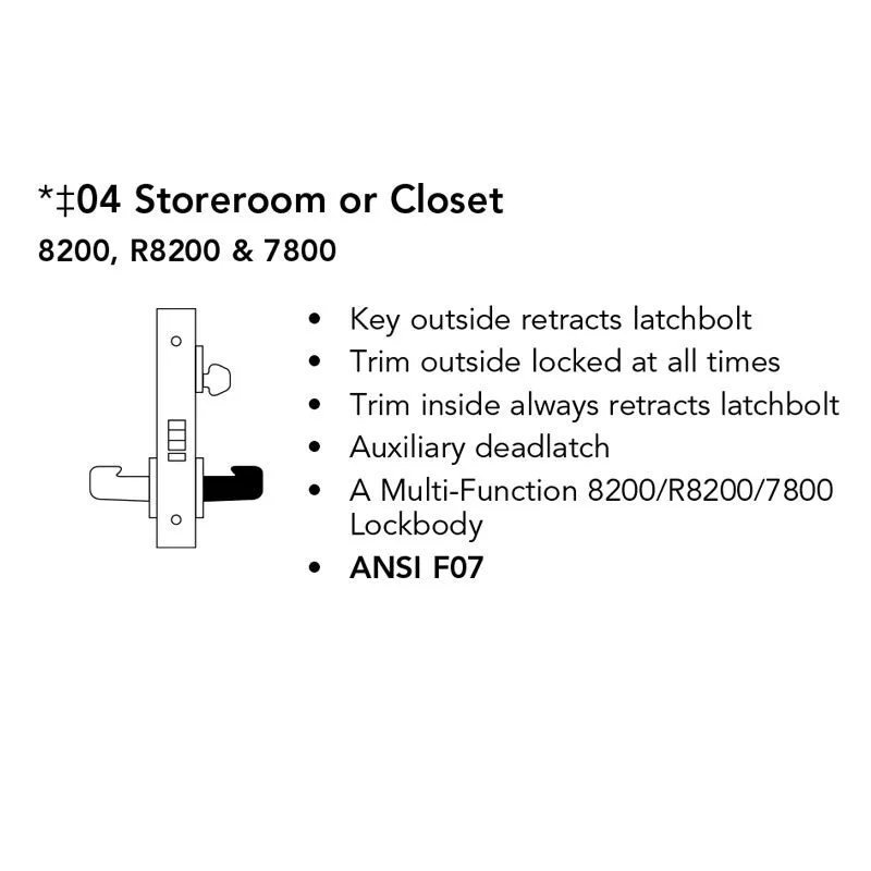 Sargent RX-LC-8204-12V-LNP Storeroom 12V Electrified Mortise Lock, LN Rose, P Lever, RX Switch, Less Cylinder