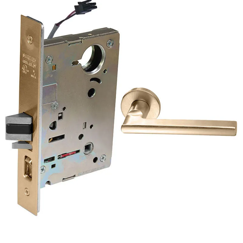Sargent RX-LC-8205-12V-LNMD Office or Entry 12V Electrified Mortise Lock, LN Rose, MD Lever, RX Switch, Less Cylinder