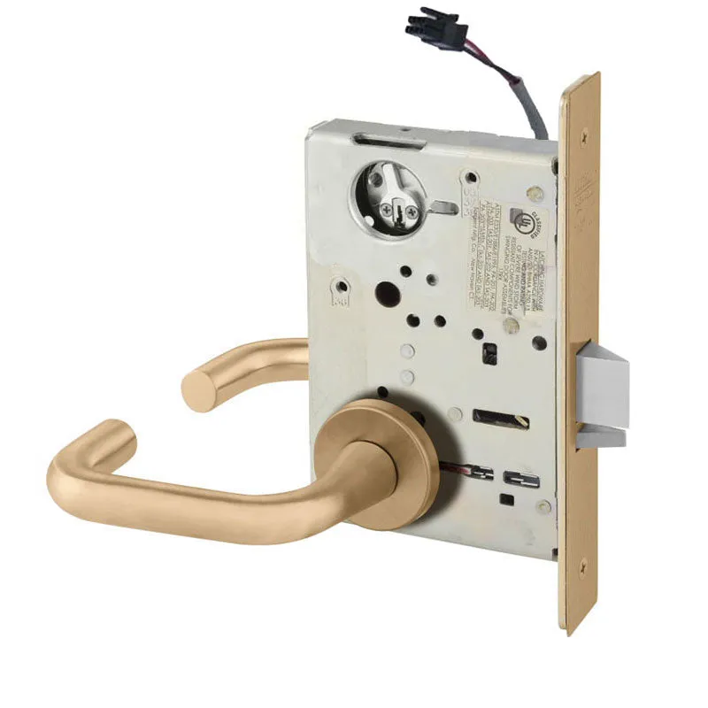 Sargent RX-LC-8237-12V-LNJ Classroom 12V Electrified Mortise Lock, LN Rose, J Lever, RX Switch, Less Cylinder