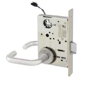 Sargent RX-LC-8273-24V LNJ 32D Fail Secure 24V Electrified Mortise Lock, LN Rose, J Lever, Less Cylinder, RX Switch, Satin Stainless Steel