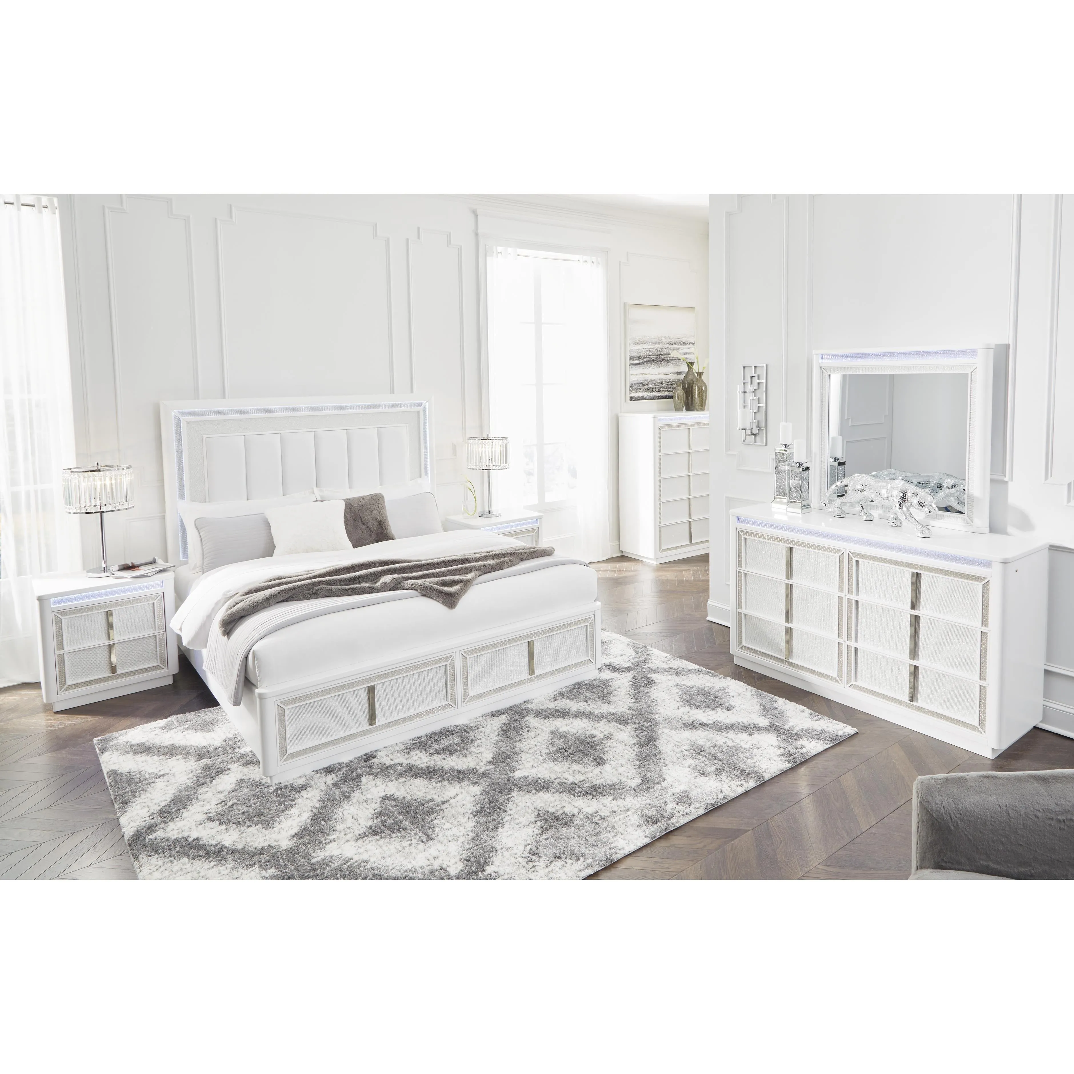 Signature Design by Ashley Chalanna King Upholstered Panel Bed with Storage B822-58/B822-56S/B822-97