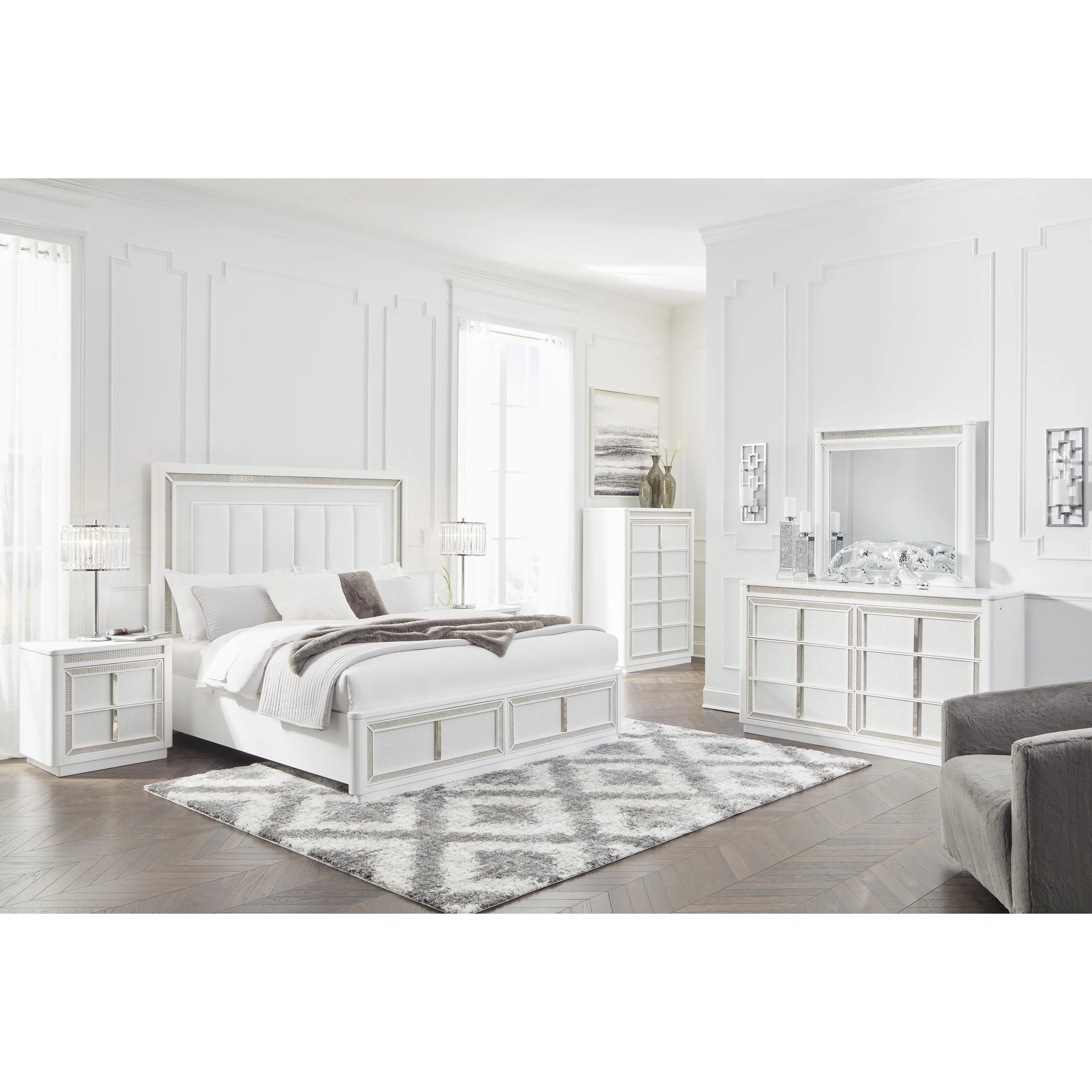 Signature Design by Ashley Chalanna Queen Upholstered Panel Bed with Storage B822-57/B822-54S/B822-97