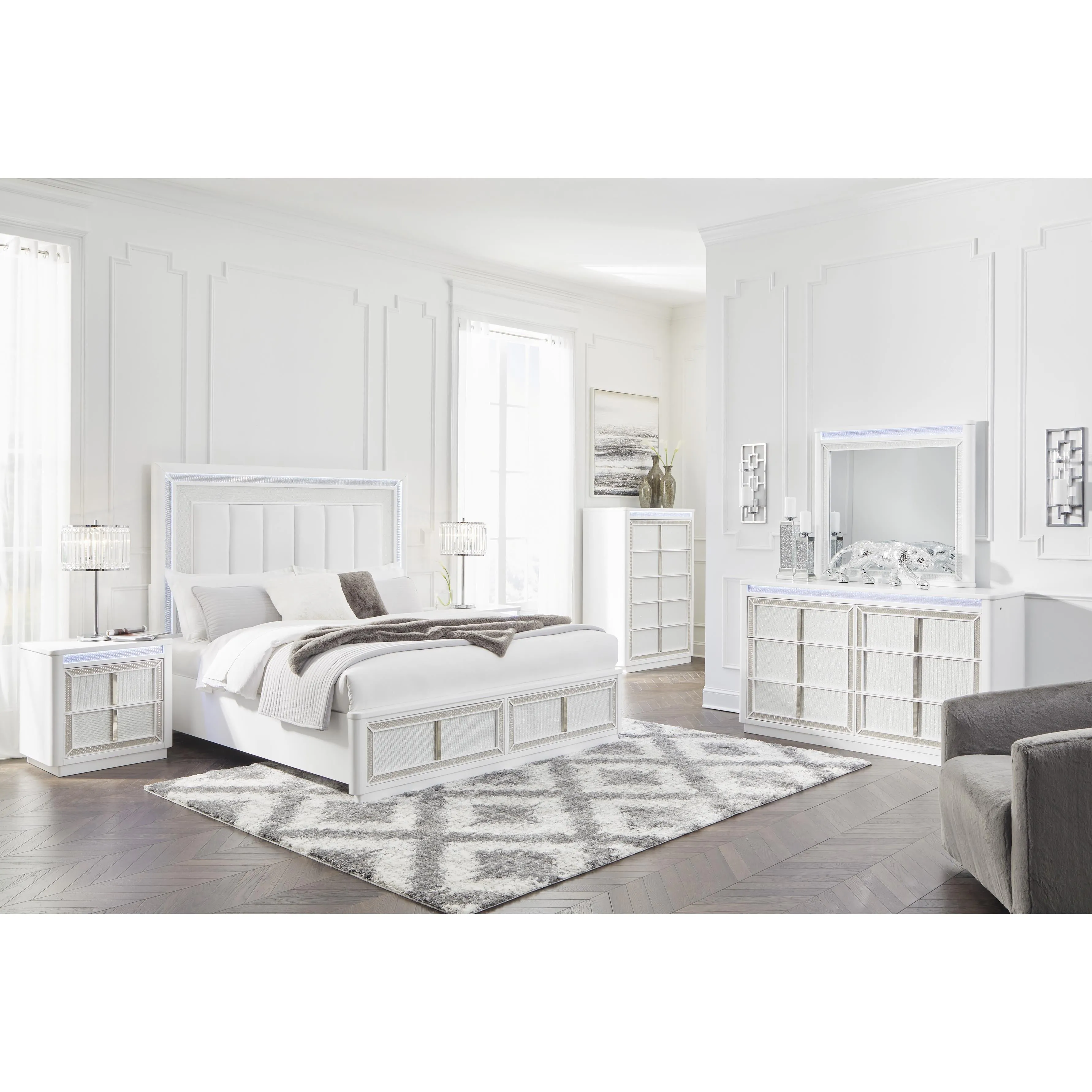 Signature Design by Ashley Chalanna Queen Upholstered Panel Bed with Storage B822-57/B822-54S/B822-97
