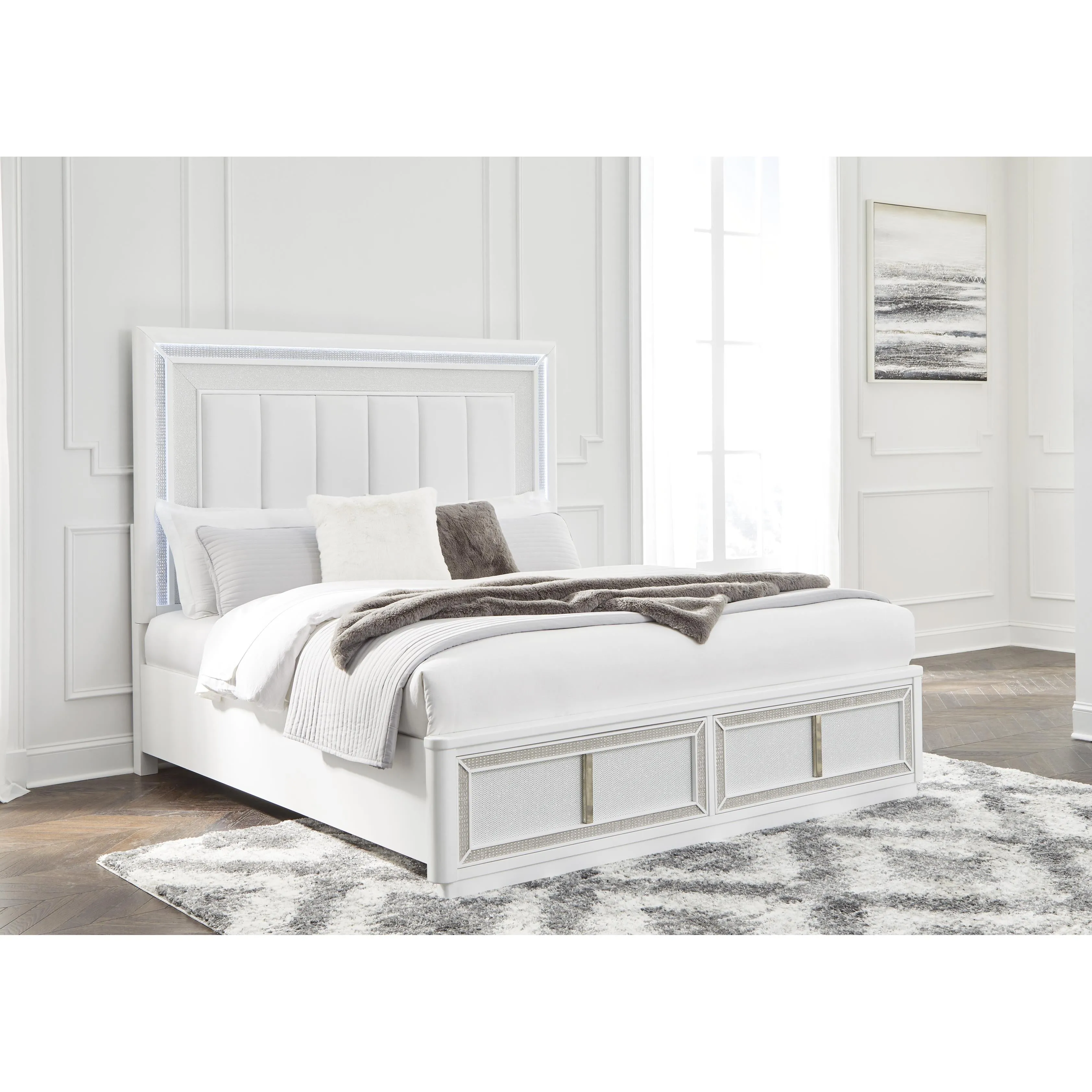 Signature Design by Ashley Chalanna Queen Upholstered Panel Bed with Storage B822-57/B822-54S/B822-97