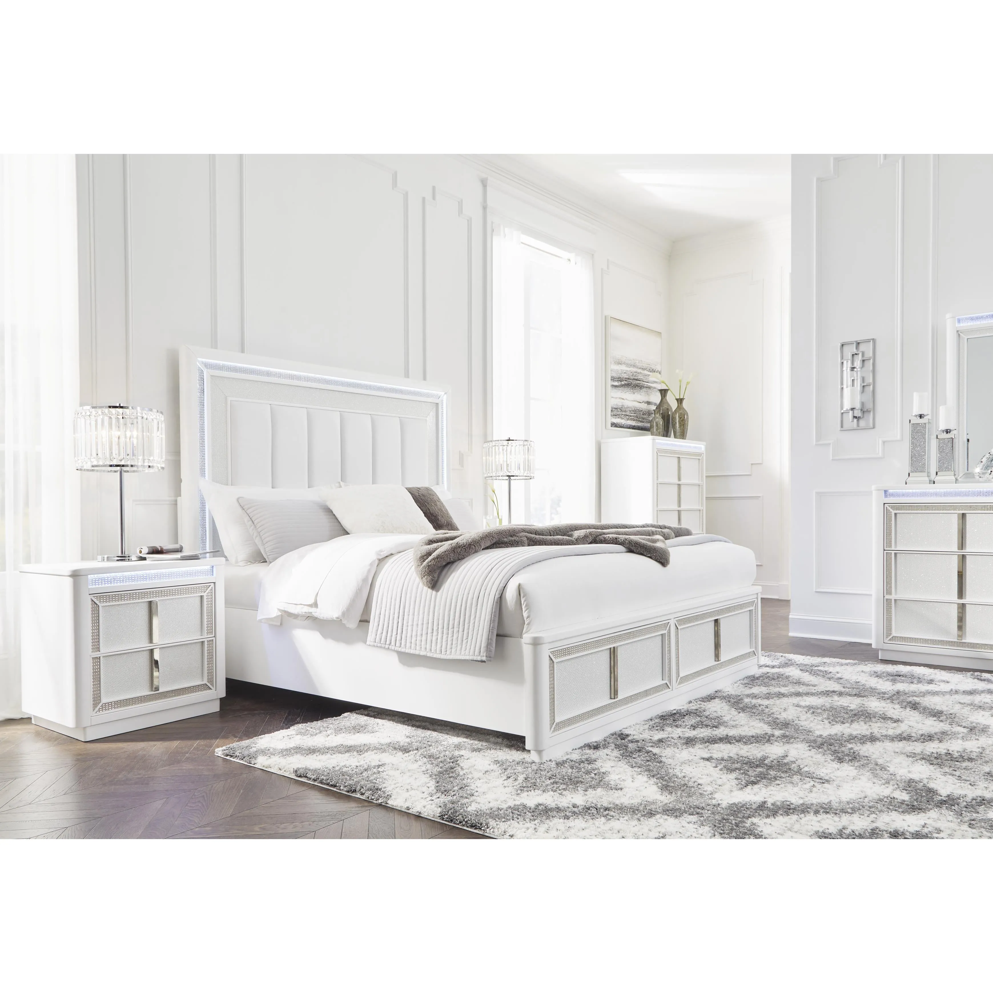 Signature Design by Ashley Chalanna Queen Upholstered Panel Bed with Storage B822-57/B822-54S/B822-97