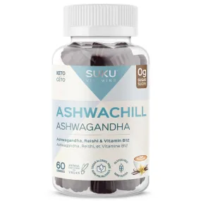 SUKU Vitamins Ashwachill, Ashwagandha Gummies with Reishi and B12, 60 Gummies