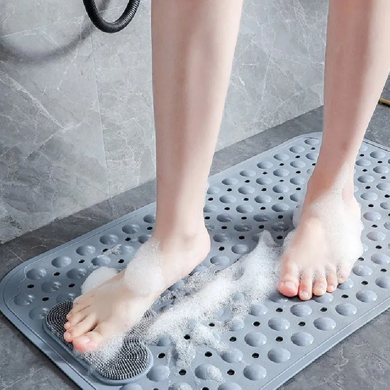 Tea Green Nonslip Foot Massager & Exfoliator Shower Mat