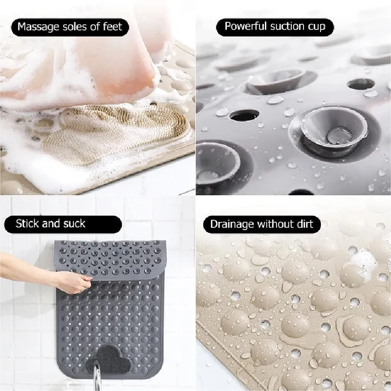 Tea Green Nonslip Foot Massager & Exfoliator Shower Mat