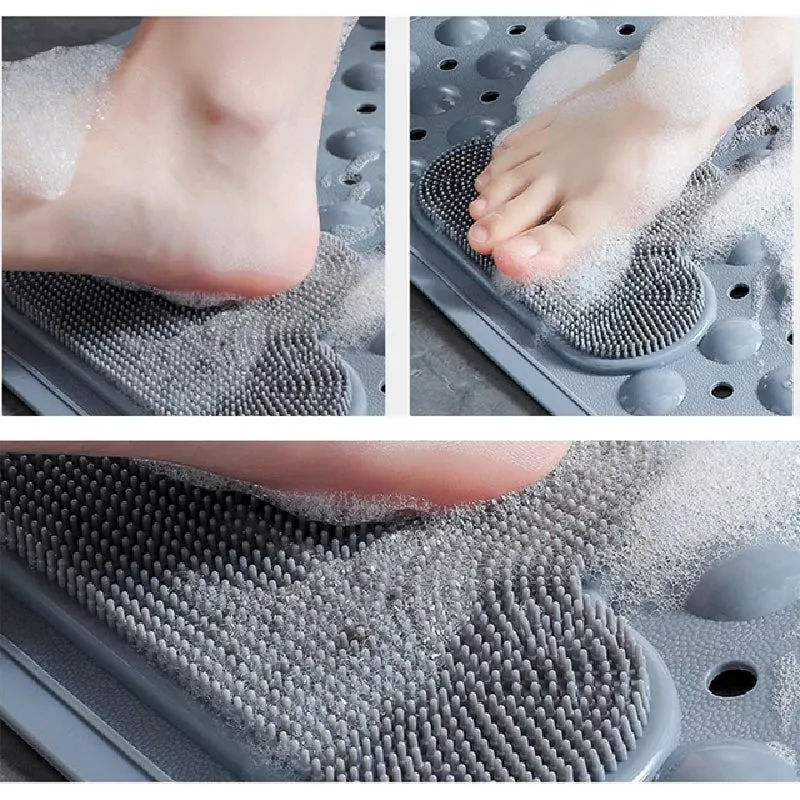 Tea Green Nonslip Foot Massager & Exfoliator Shower Mat