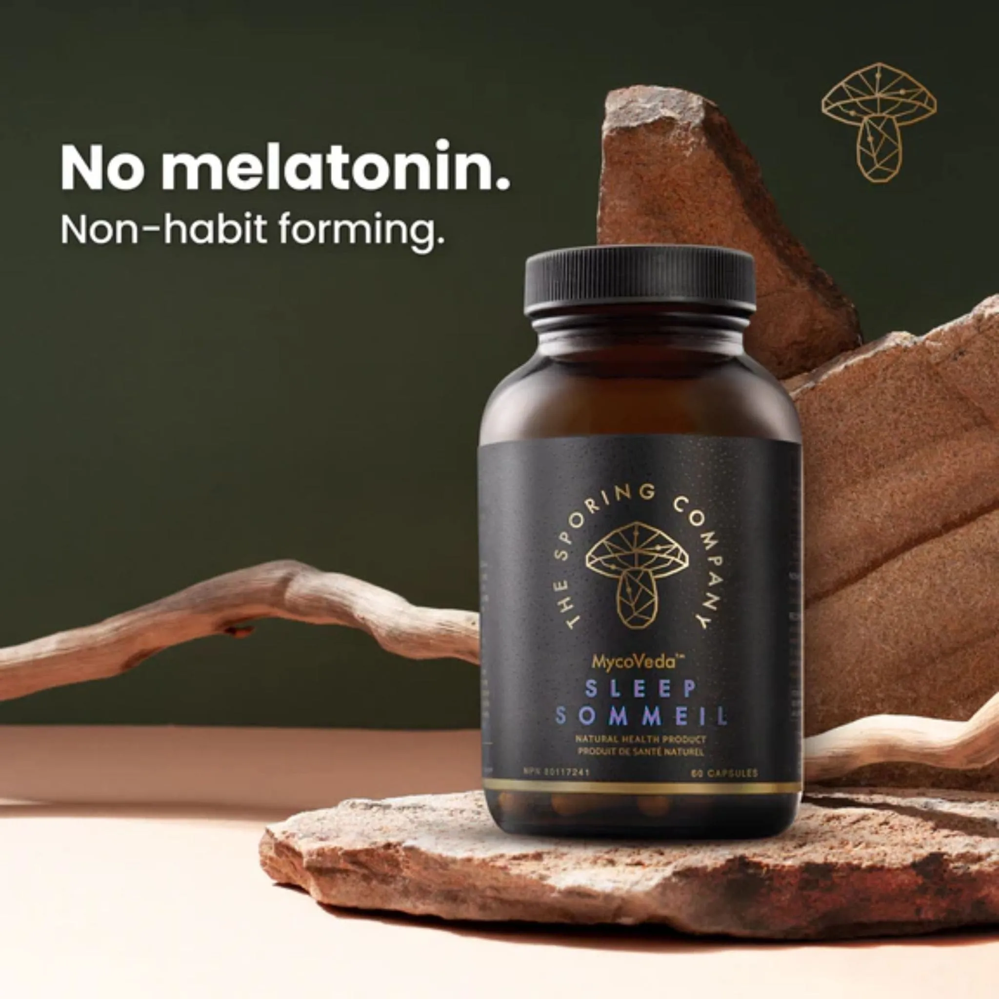 The Sporing Company MycoVeda Sleep, Reishi, Valerian, Skullcap, 60 Vegetable Capsules