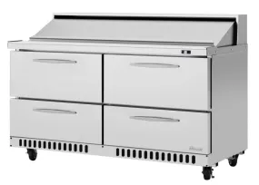 Turbo Air - PST-60-D4-FB-N, Commercial PRO Series Sandwich/Salad Prep Table, Front Breathing airflow, two-section, 14.8 cu. ft.
