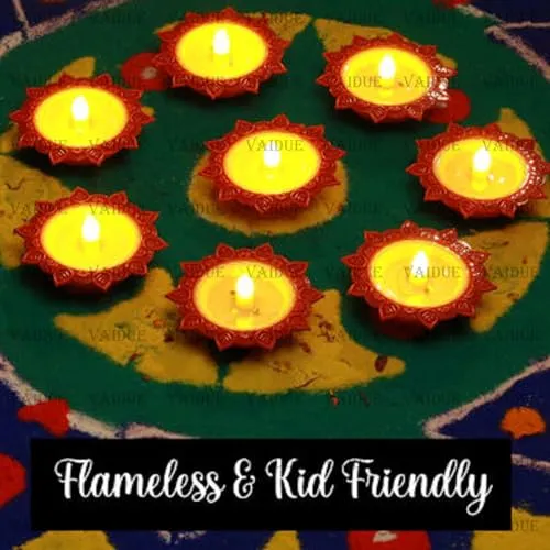 VAIDUE Lotus Water Sensor Diya Lights Electric Flameless Smokeless (16 PCS) LED Diyas Eco-Friendly Diya Electric for Puja E-Diya Warm Ambient Lights Home Decor Diwali Festivals Decoration New Year