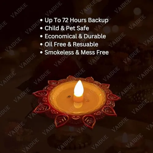 VAIDUE Lotus Water Sensor Diya Lights Electric Flameless Smokeless (16 PCS) LED Diyas Eco-Friendly Diya Electric for Puja E-Diya Warm Ambient Lights Home Decor Diwali Festivals Decoration New Year