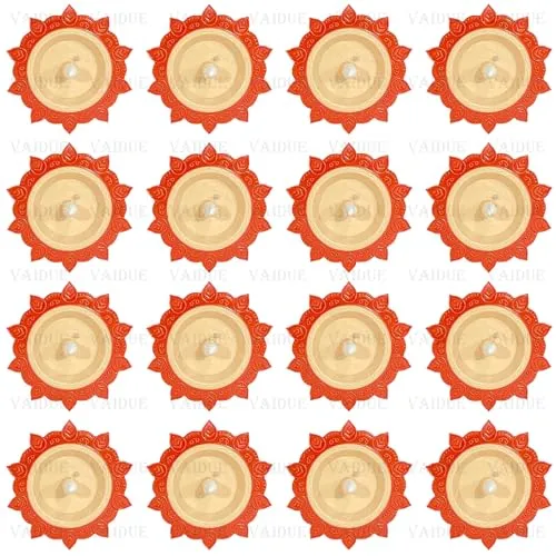 VAIDUE Lotus Water Sensor Diya Lights Electric Flameless Smokeless (16 PCS) LED Diyas Eco-Friendly Diya Electric for Puja E-Diya Warm Ambient Lights Home Decor Diwali Festivals Decoration New Year