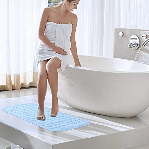VINGTOS SALES Anti-slip Bathroom Floor Mat (Light Blue, Silicone, 100 X 40 cm).