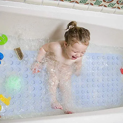 VINGTOS SALES Anti-slip Bathroom Floor Mat (Light Blue, Silicone, 100 X 40 cm).