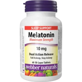 Webber Naturals Melatonin 10mg, Maximum Strength, Dual Action Release, 60 Tablets